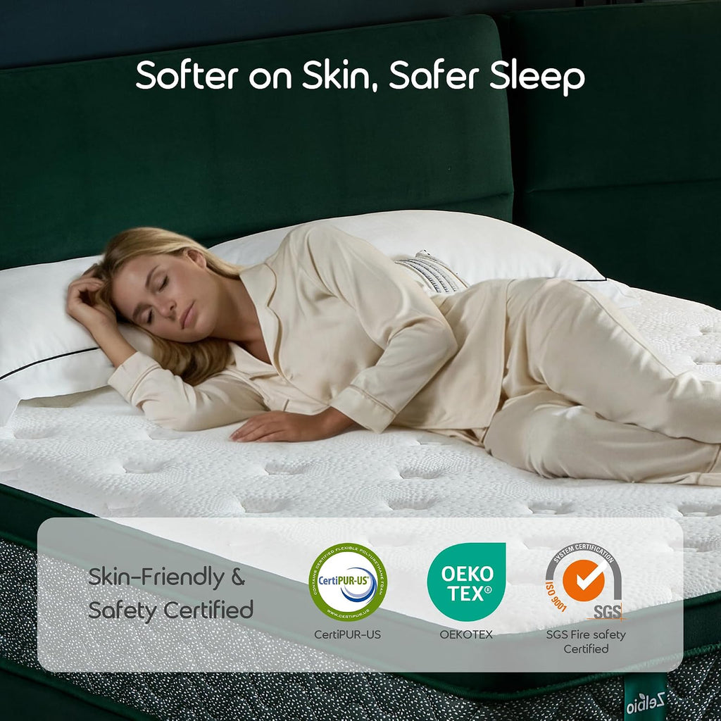 Queen Hybrid Mattress, 12" Gel Memory Foam Mattress in a Box, Cooling Medium Firm Bed with Wrapped Coils, CertiPUR-US