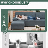Sectional Couches for Living Room, U-Shaped Sofa with Chaise, 4-seat Large Sectional Modern Couch for Living Room