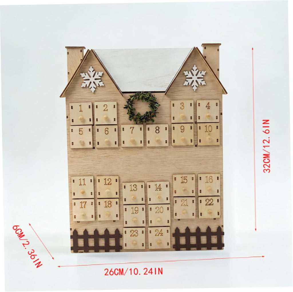 Wooden Advent Calendar Empty 24-drawer Christmas Countdown Calendar Khaki