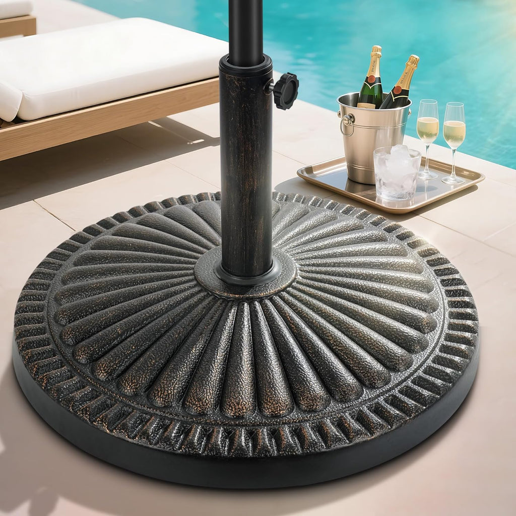 40lb Patio Umbrella Base - No Filler Required Heavy Duty Outdoor Umbrella Base Stand Pool, Balcony, Beach, Bronze