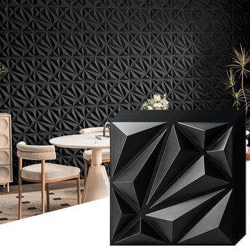 33-Pack Accent 3D Textured Wall Panels, 11.8 x 11.8 in, Black