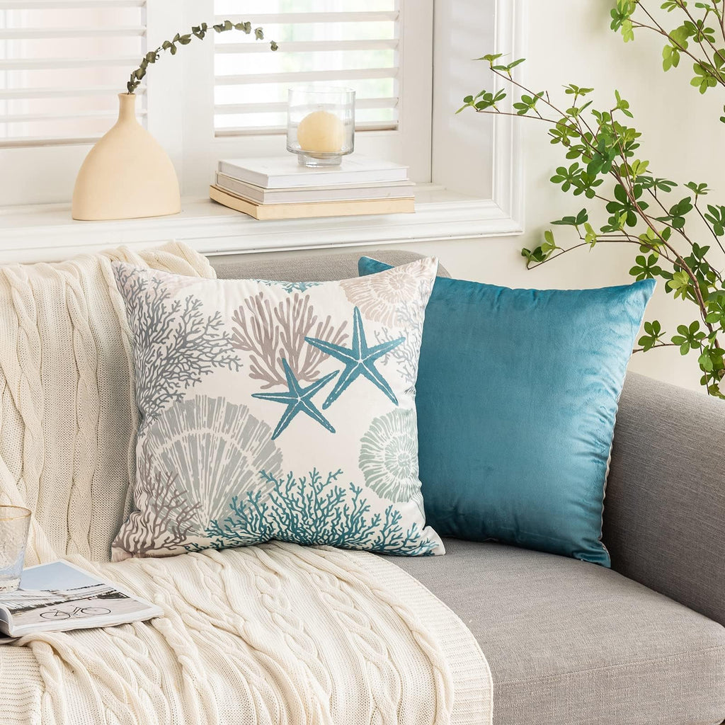 Coastal Pillow Covers Set of 2, 22x22, Blue
