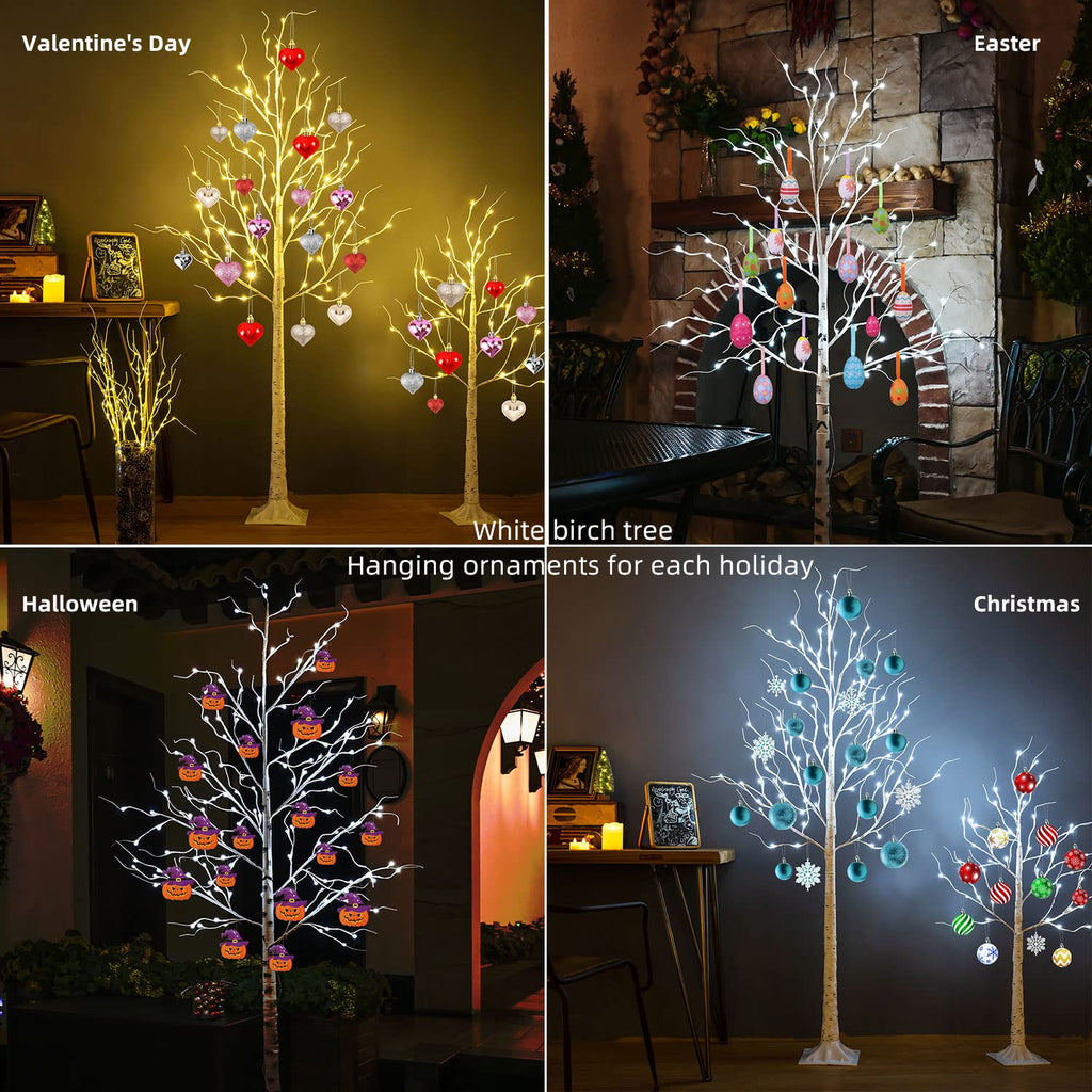 Lighted Birch Tree, 8ft Birch Tree Lights, Large Artificial Twig Tree Light 9Modes Timer for Indoor Outdoor