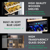 Wine Cooler Refrigerator 16 inch Freestanding Wine Refrigerator 33 Bottles Dual 