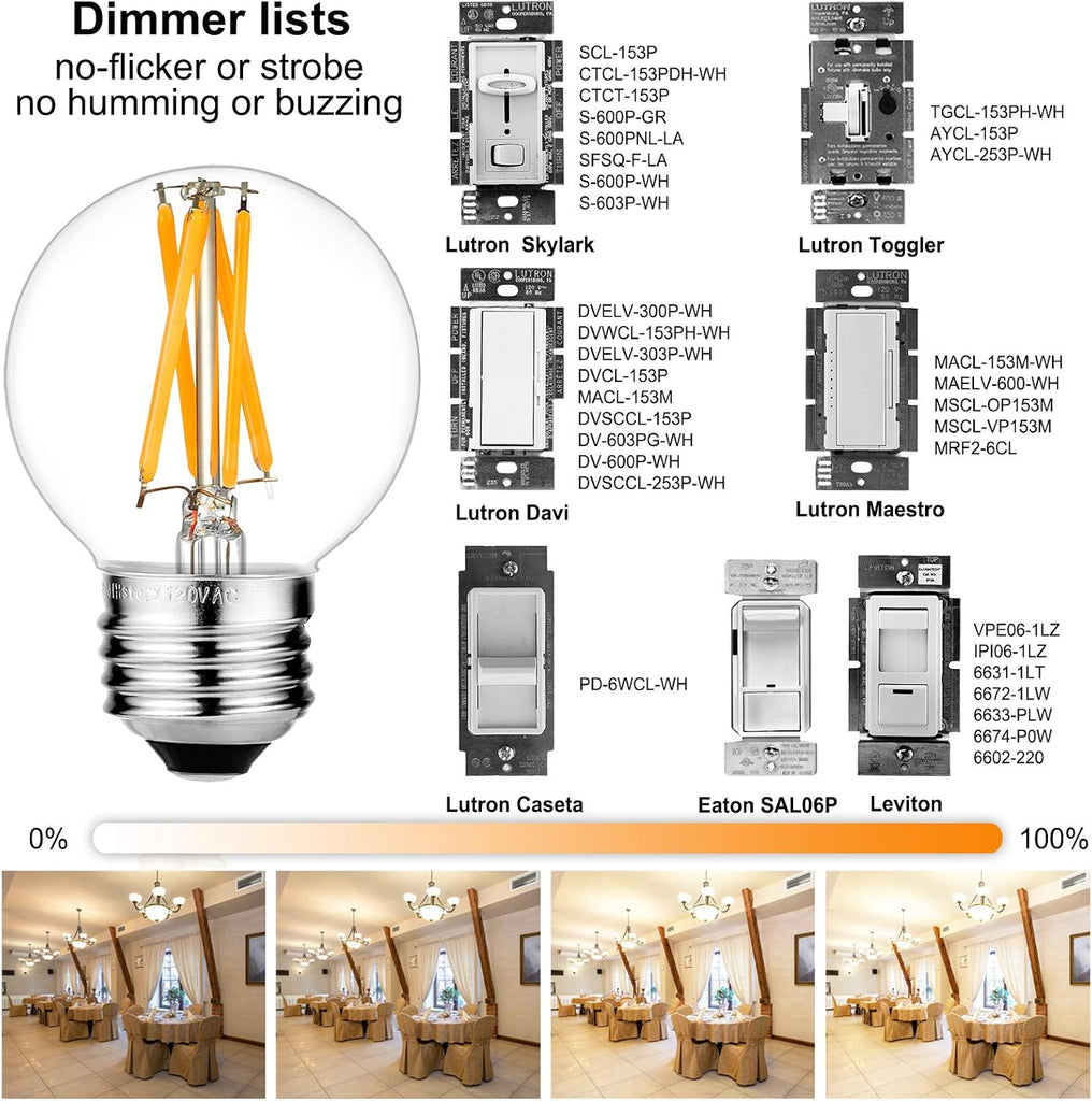 G16.5 Edison Bulbs,E26 Led Bulb 60 watt,Warm White 2700K,Clear