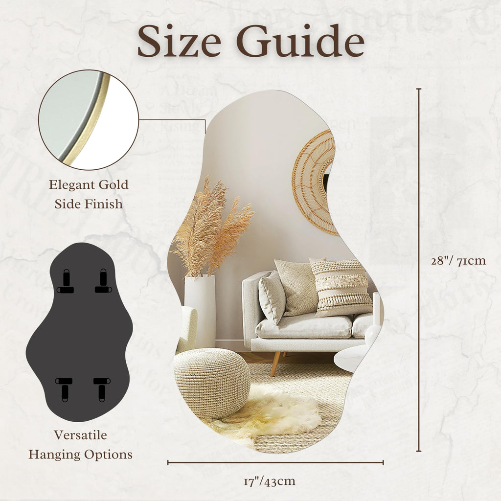 Irregular Wall Mirror Asymmetrical Mirror, 28''x17'' Decorative Modern Mirror Bedroom Living Room Entryway, Cloud