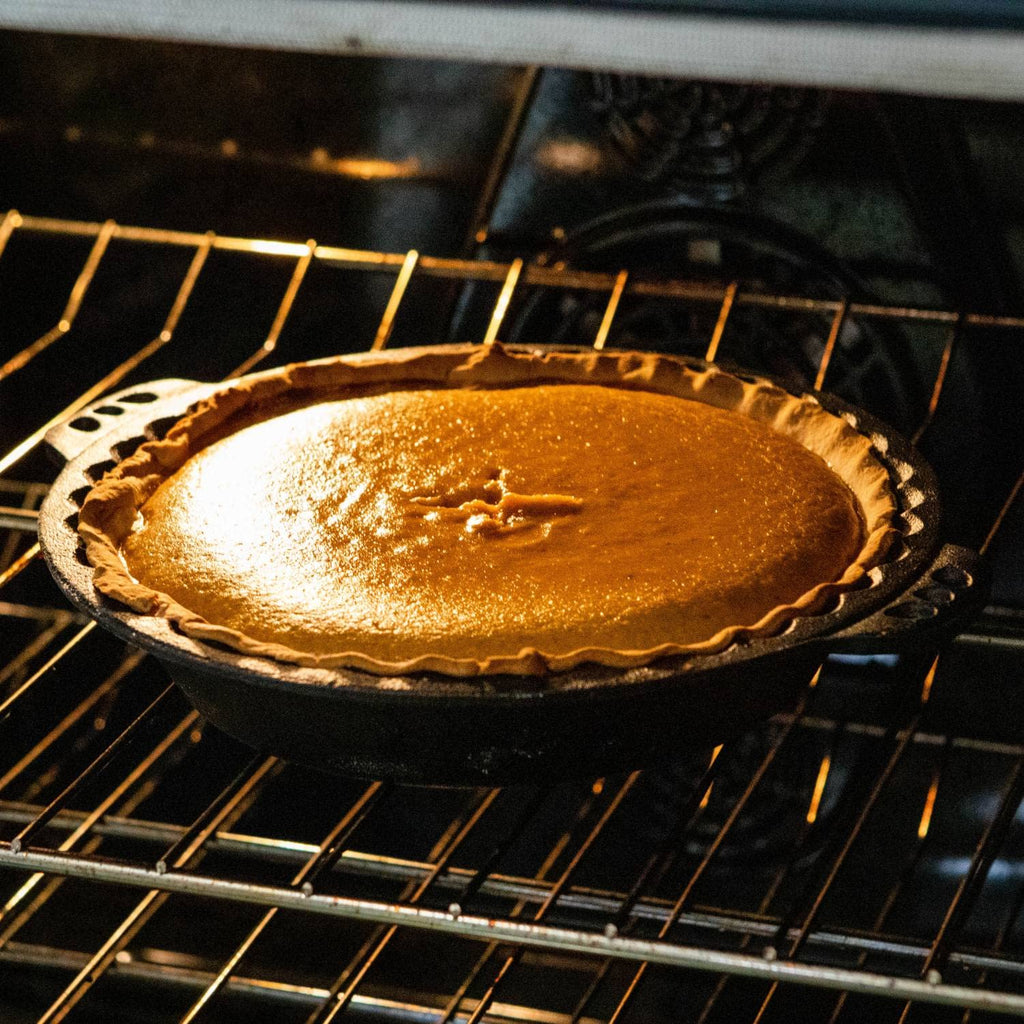 Extra Deep Pie Pan, Pre-Seasoned Cast Iron Bakeware with Crimped Edges and Handles, 10.25 inches