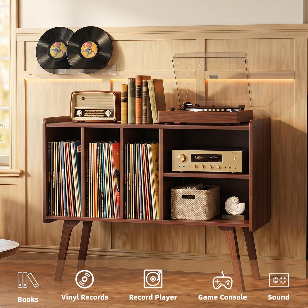 Large Record Player Stand, 32" Turntable Stand, Walnut
