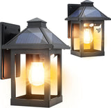 2 Pack Solar Wall Lanterns Outdoor with 3 Modes, Dusk to Dawn Motion Sensor LED Sconce Lights IP65 Waterproof