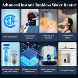Electric Tankless Water Heater, 13kW 240V on Demand Instant Endless Electric Hot Water Heater for Residential Whole