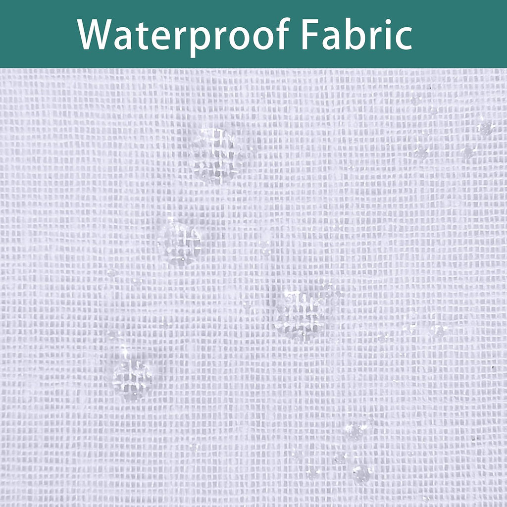 Burlap Linen Look Outdoor Curtain 2 Panels | Waterproof Sheer Curtains for Pergola, Porch, Cabana, Gazebo Grommet