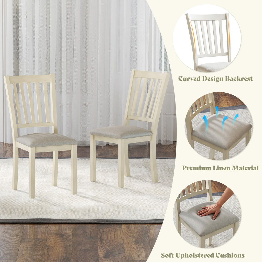 9 Piece Farmhouse Dining Table Set with 79" Table, Cream