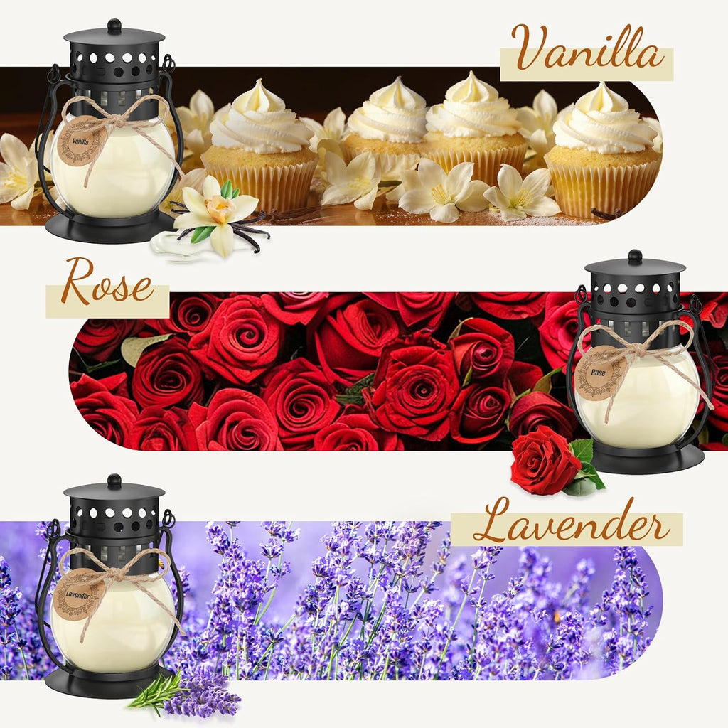 Scented Candles Gift Set - 3 Pack Candles Scented Retro Lantern - Set of 3