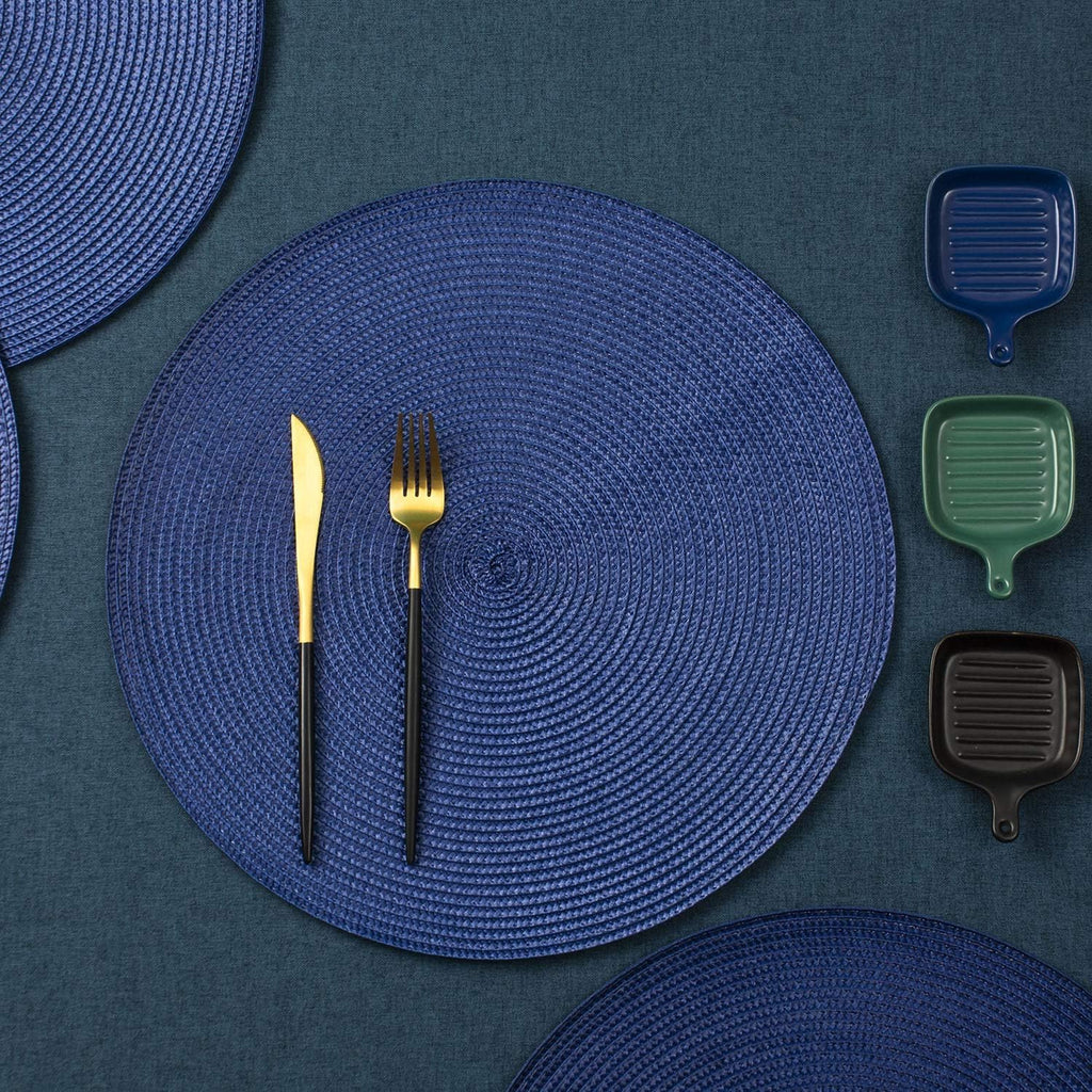 Round Placemats Heat Resistant Washable Non-Slip Woven Braided Table Mats for Dining Table Kitchen & Home - Set of 4