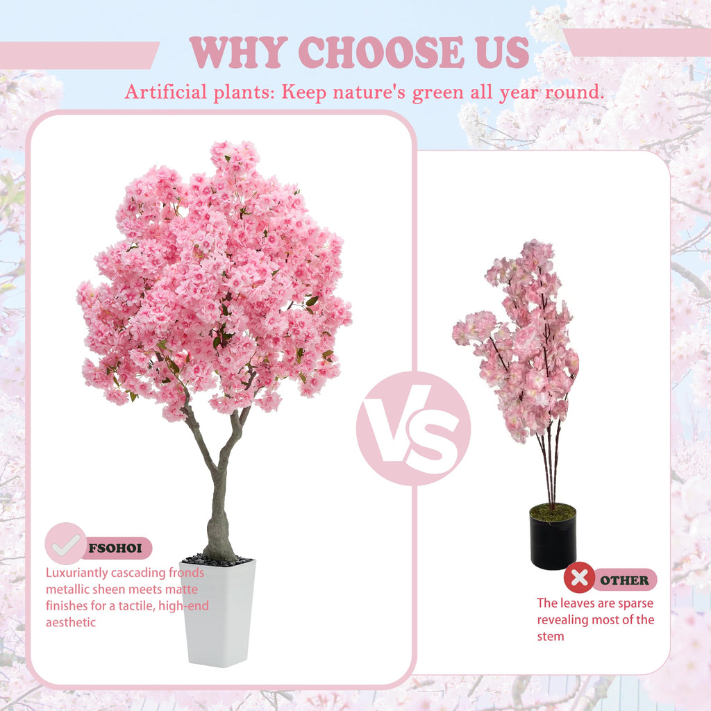 Artificial Cherry Blossom Tree 6FT, Pink Large Fake Plants Indoor