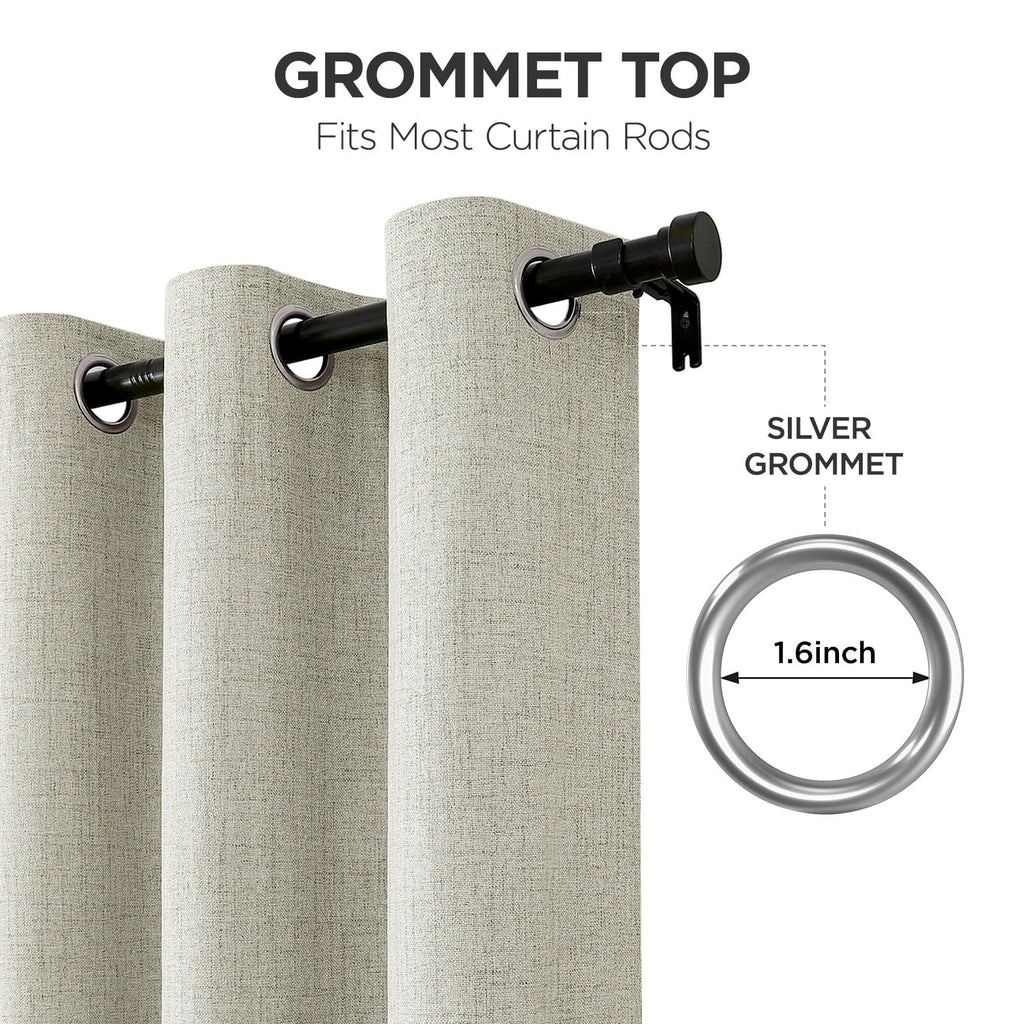 Blackout Room Divider Curtains, Extra Wide Light Beige Sliding Door Drapes Living Room Curtains, 1 Panel 100W x 90L