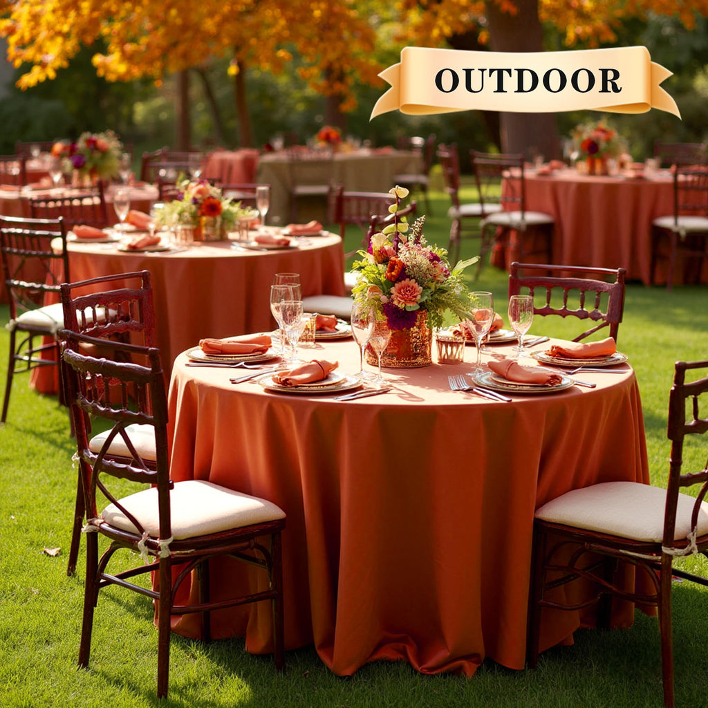 6 Pack Thanksgiving Round Tablecloth 90 Inch Burnt Orange