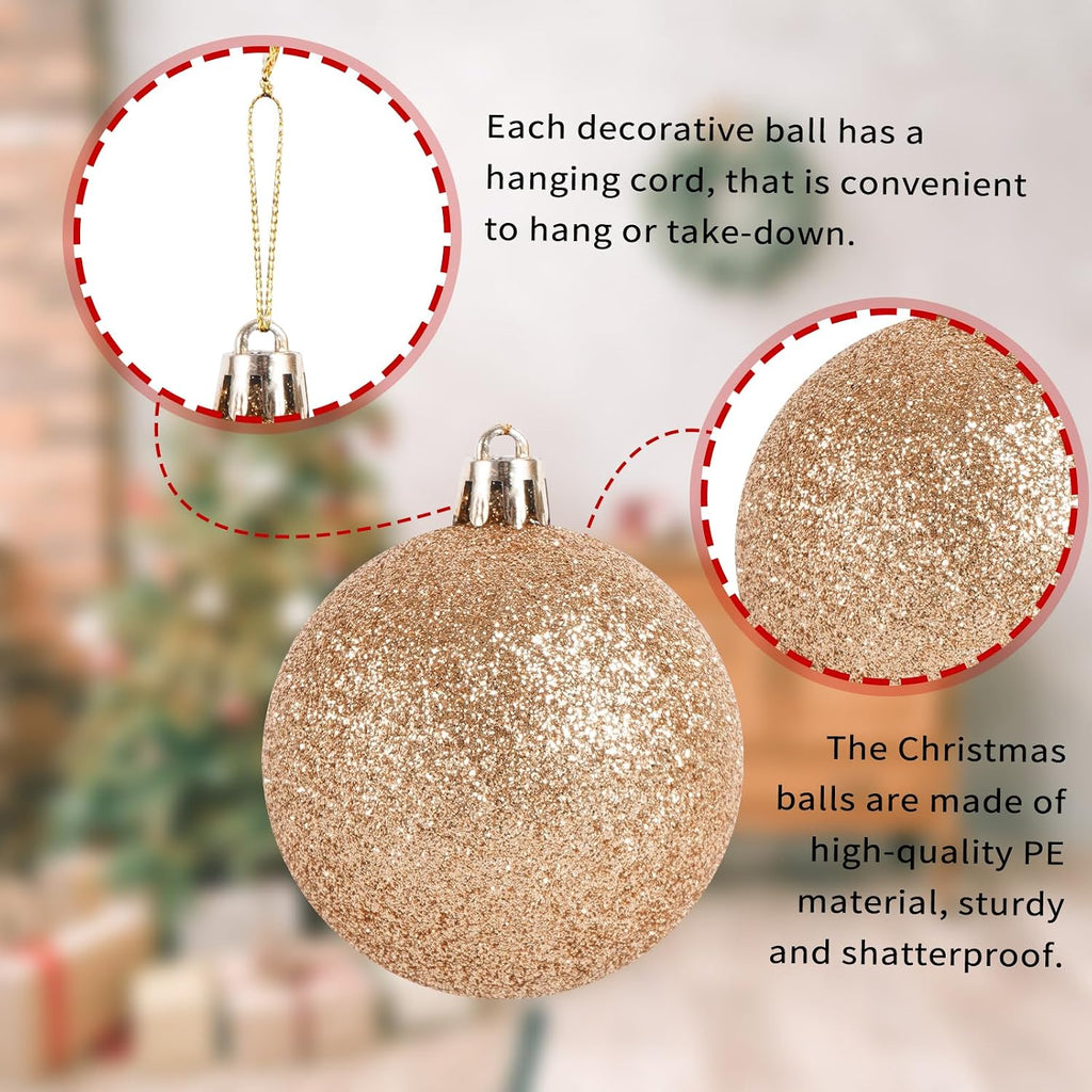 Christmas Ball Ornaments, Shatterproof Hanging Xmas Tree Decorations - Set of 100
