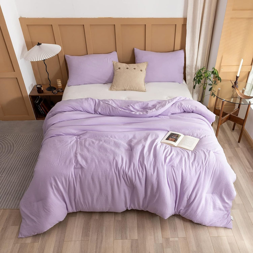 Full Comforter Sets for Girls Boys Teens Lavender, 3pcs (1 Boho Comforter & 2 Pillowcases) Lightweight Kids Comforter