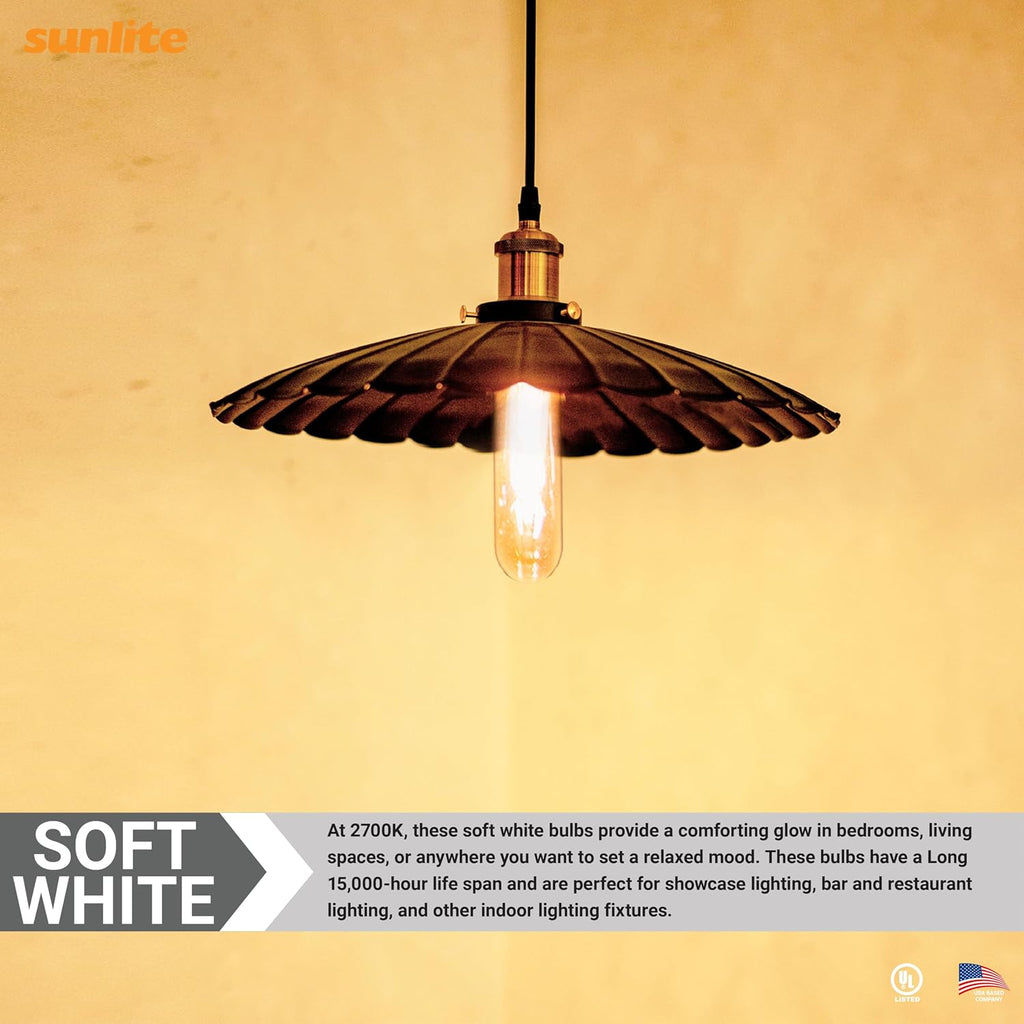 LED Filament T10 Tubular Light Bulb, 2 Watts (25W Equivalent), 160 Lumens, Medium E26 Base, 120 Volts, Dimmable, 90