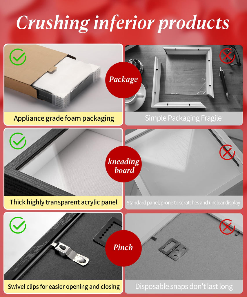 16x20 Large Shadow Box Frame with Thickened Acrylic Panel & Pins