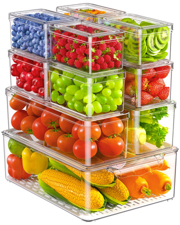 11 Pack Refrigerator Organizers and Storage, Stackable Fridge Organizer Bins, BPA-Free Clear Plastic Fruit Storage