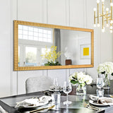 22" x 46" Decorative Wall Mirror Decor, Large Gold Mirror with 3D Wave Wood Carved Frame, Unique Rectangle Wall Decor