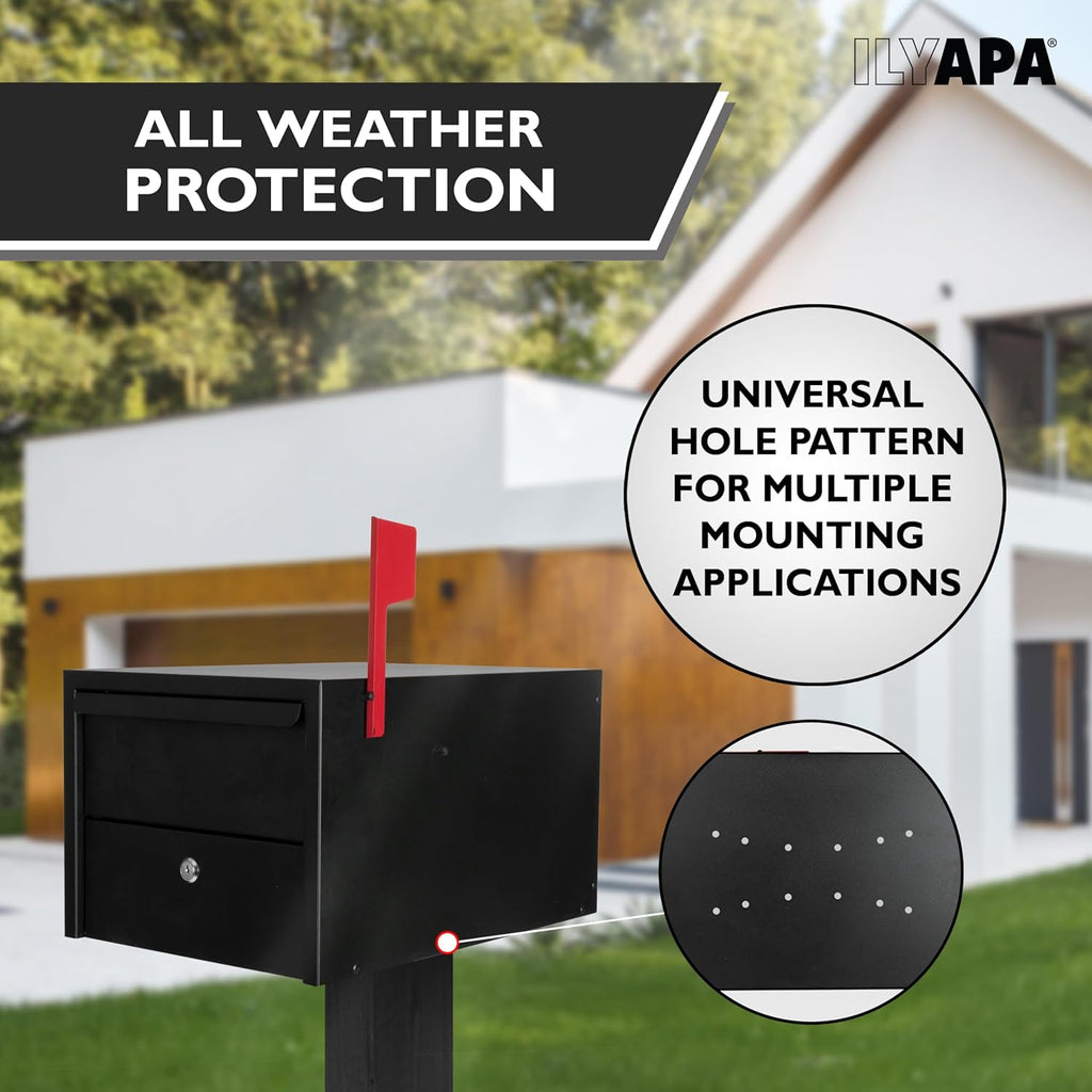 Locking Mailbox with Lock and Key Modern Mailboxes Post Mount - Obsidian