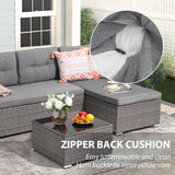 3-Piece Patio Furniture Set, Outdoor Wicker Rattan Sectional Sofa & Patio Couch with Cushions