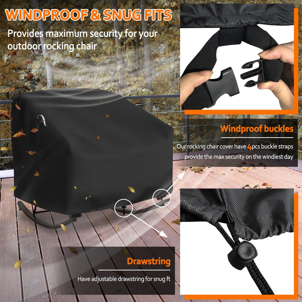 Outdoor Papasan Rocking Chair Cover, Patio Furniture Covers Waterproof adapter for Egg Rocking Chairs and Rattan