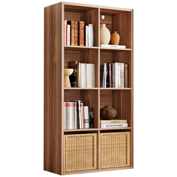 8-Cube Storage Organizer, Reversible Cube Bookshelf, Oak Brown