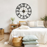 LEIKE 31 Inch Extra Large Wall Clock, Retro Decorative Oversized Silent Little Ticking Battery Operated,Black Metal