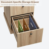 Fluted Home Office Desk Storage, 54 in Modern Executive Desk with Charging Station