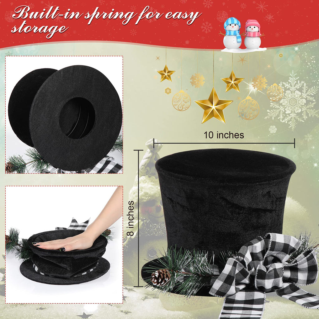13 Pcs Christmas Tree Topper Hat Buffalo Plaid Bows, Chic Pattern
