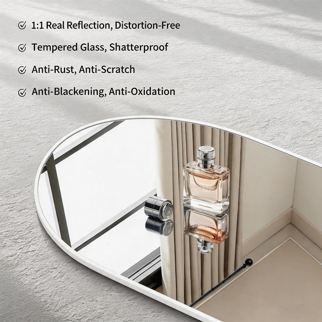 Arched Wall Mirror, 30"x36" White Arched Mirror