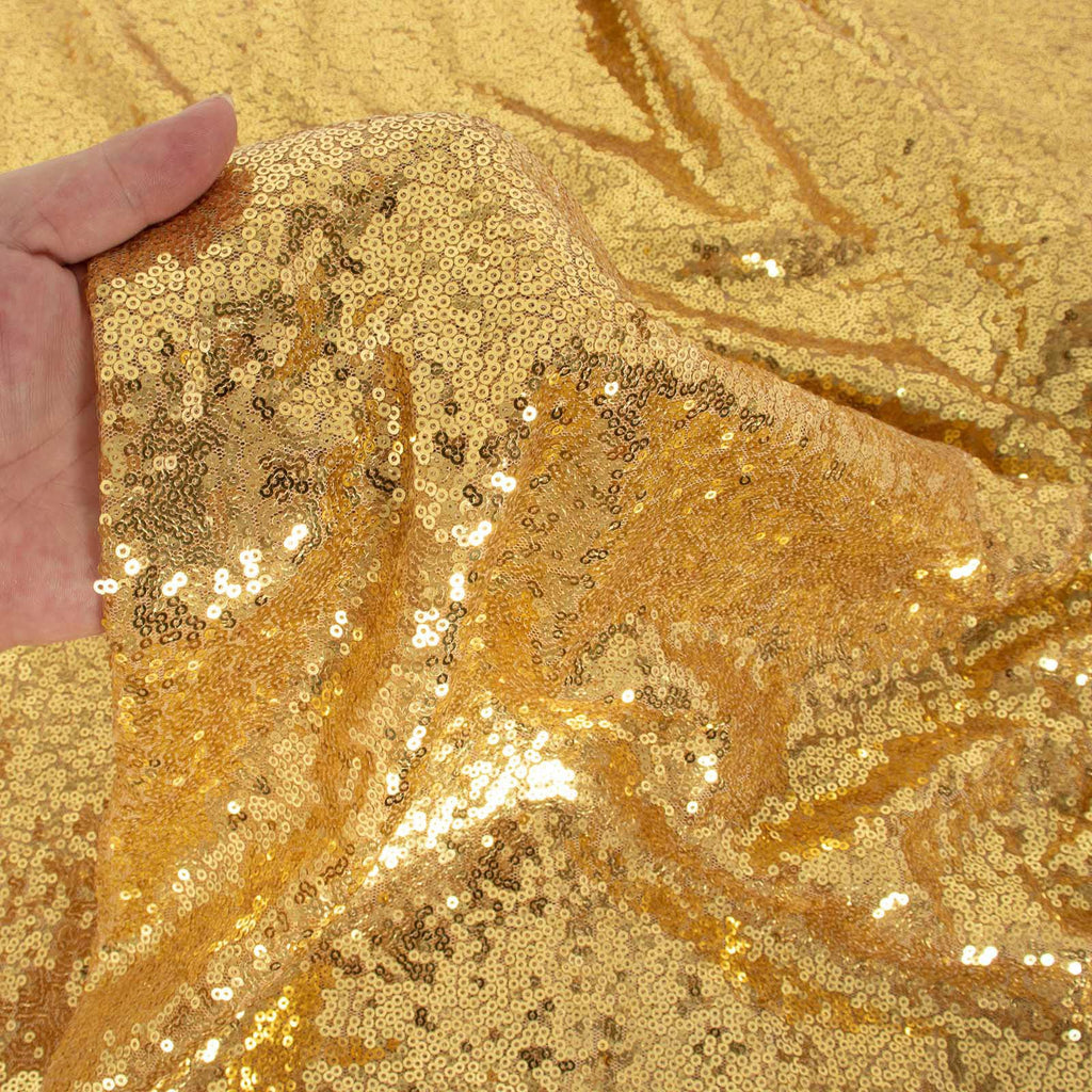 Sequin Gold Fabric 6 Feet Sparkly Fabrics by The 2 Yards Shiny Golden Material for Sewing Table Cloth, Backdrop, Party