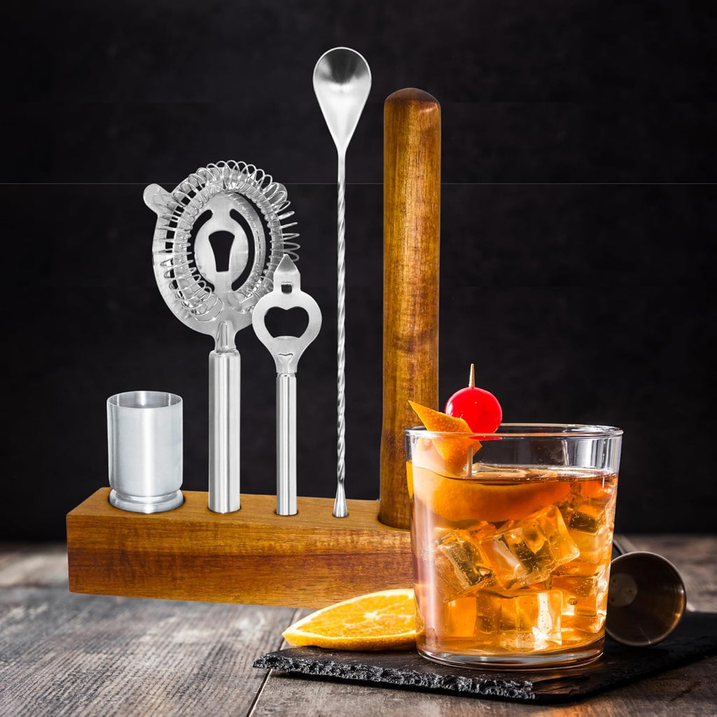 6-Piece Slim Bartender Kit - Ideal Bar Cart Accessories, Great Decor and Accessories for the Home Bar, Bartending Kit - Set of 6