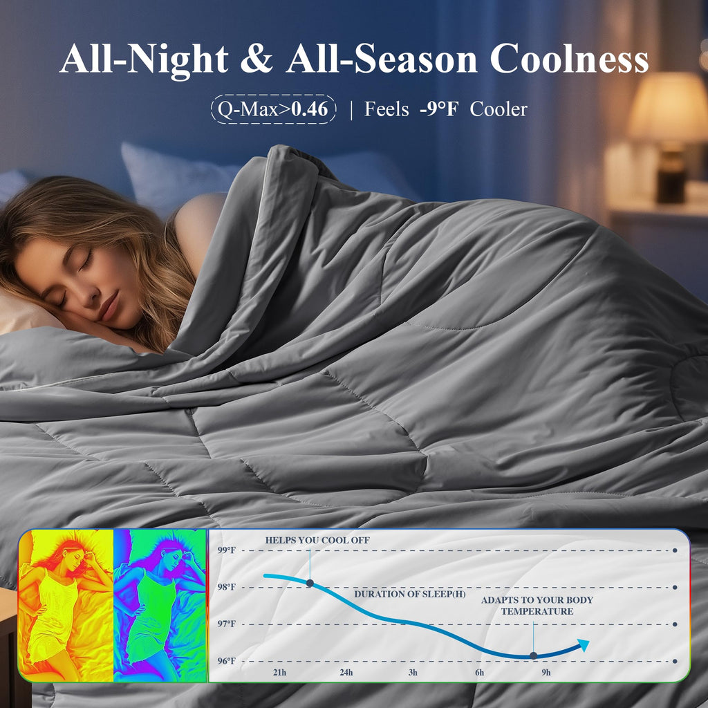 Cooling Comforter for Hot Sleepers, Twin 60x90 inches Grey