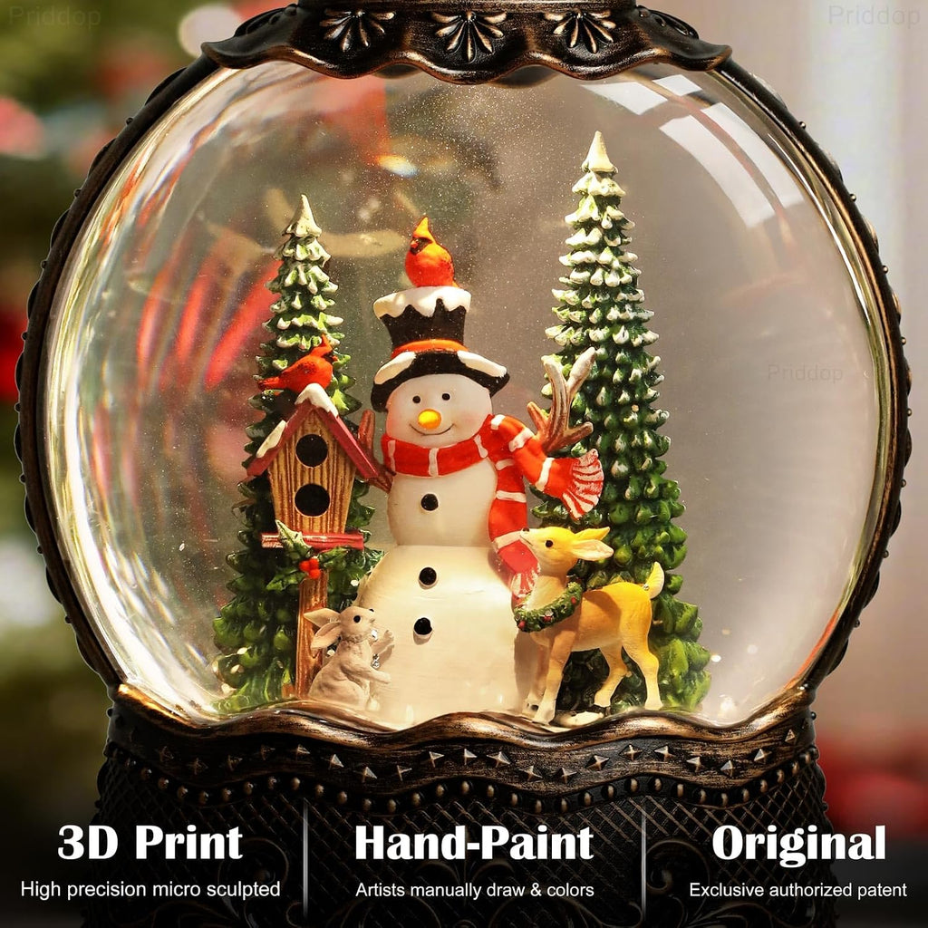 Snowman Snow Globe Christmas Decorations Indoor Deer Cardinal Snowman Gifts Classic Relief Texture Musical Glitter