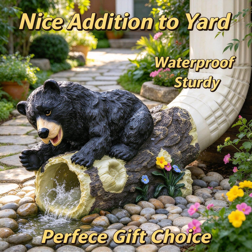 Decorative Gutter Downspout Extensions Statue, 3" x 4" Downspout Extension Sculpture, Bear Decorative Rain Gutter