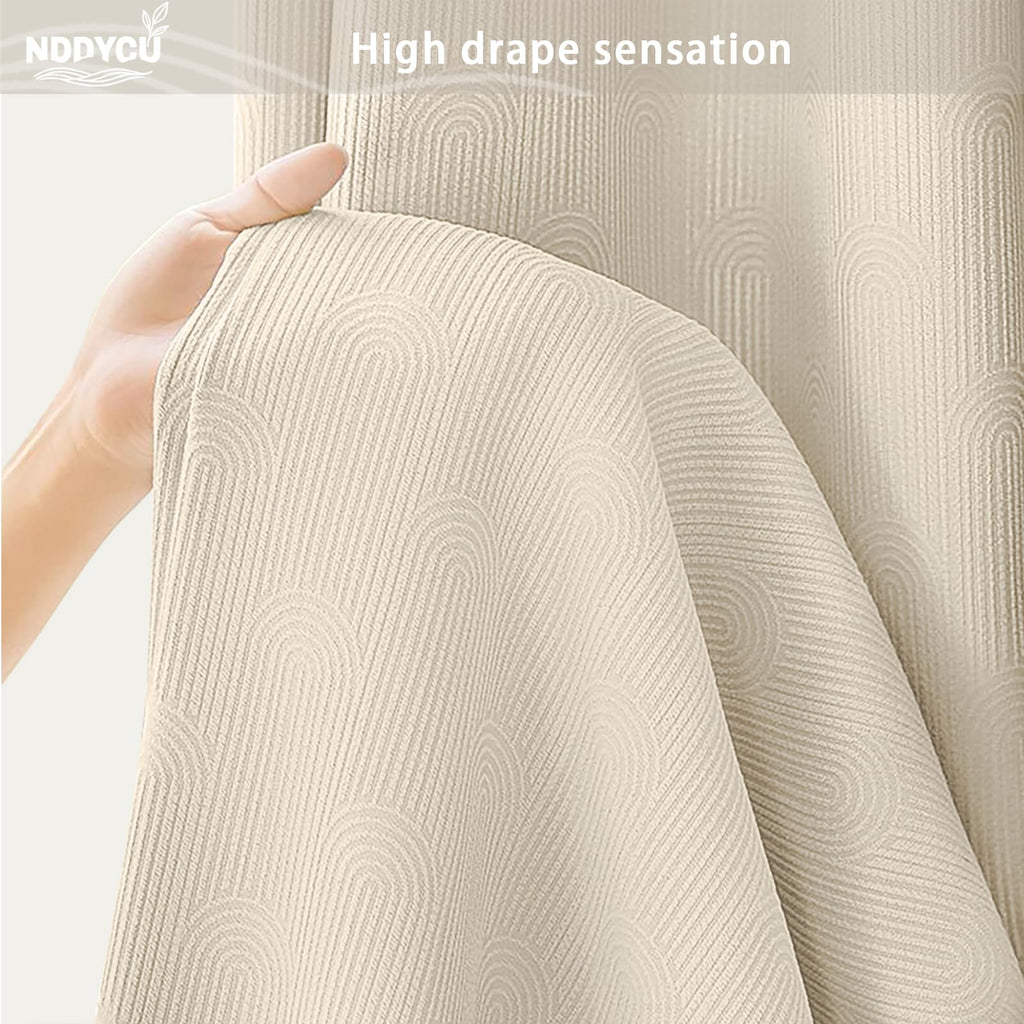 Beige Boho Cotton Shower Curtain Arch, 72" W x 72" L