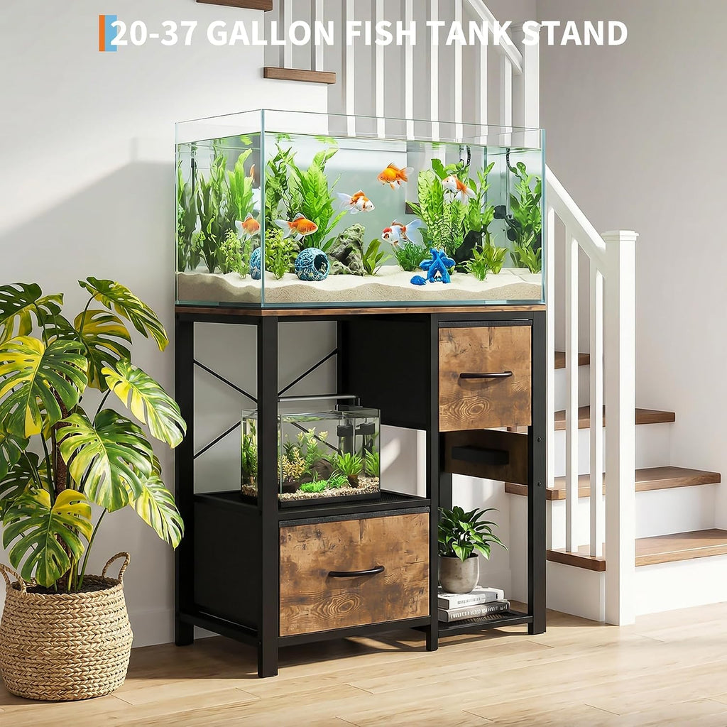 20-29 Gallon Aquarium Stand, 600LBS Heavy Duty, Power Outlet