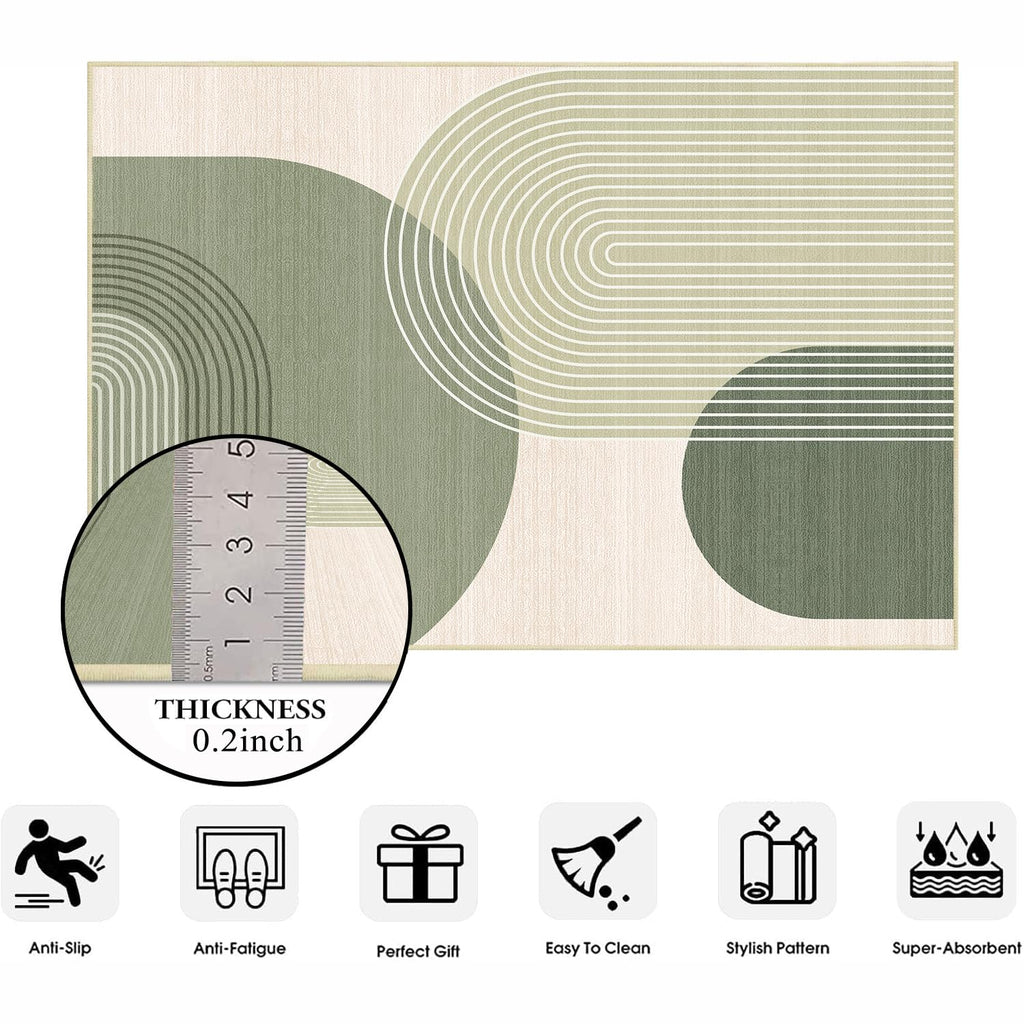 Boho Runner Rug Kitchen Bedroom, Green
