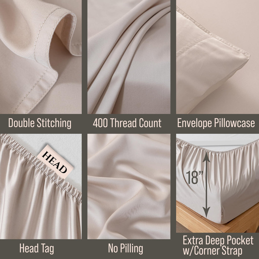 COTERIE Luxury Bamboo Viscose King Size Sheet Set