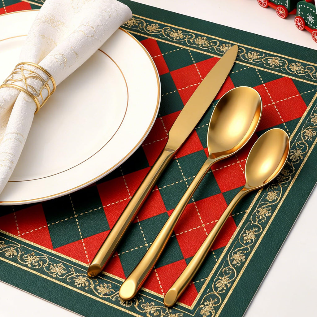 Gold Silverware Set, 20-Piece Elegant Stainless Steel Flatware Set, Cutlery Set Mirror Polished, Dishwasher Safe