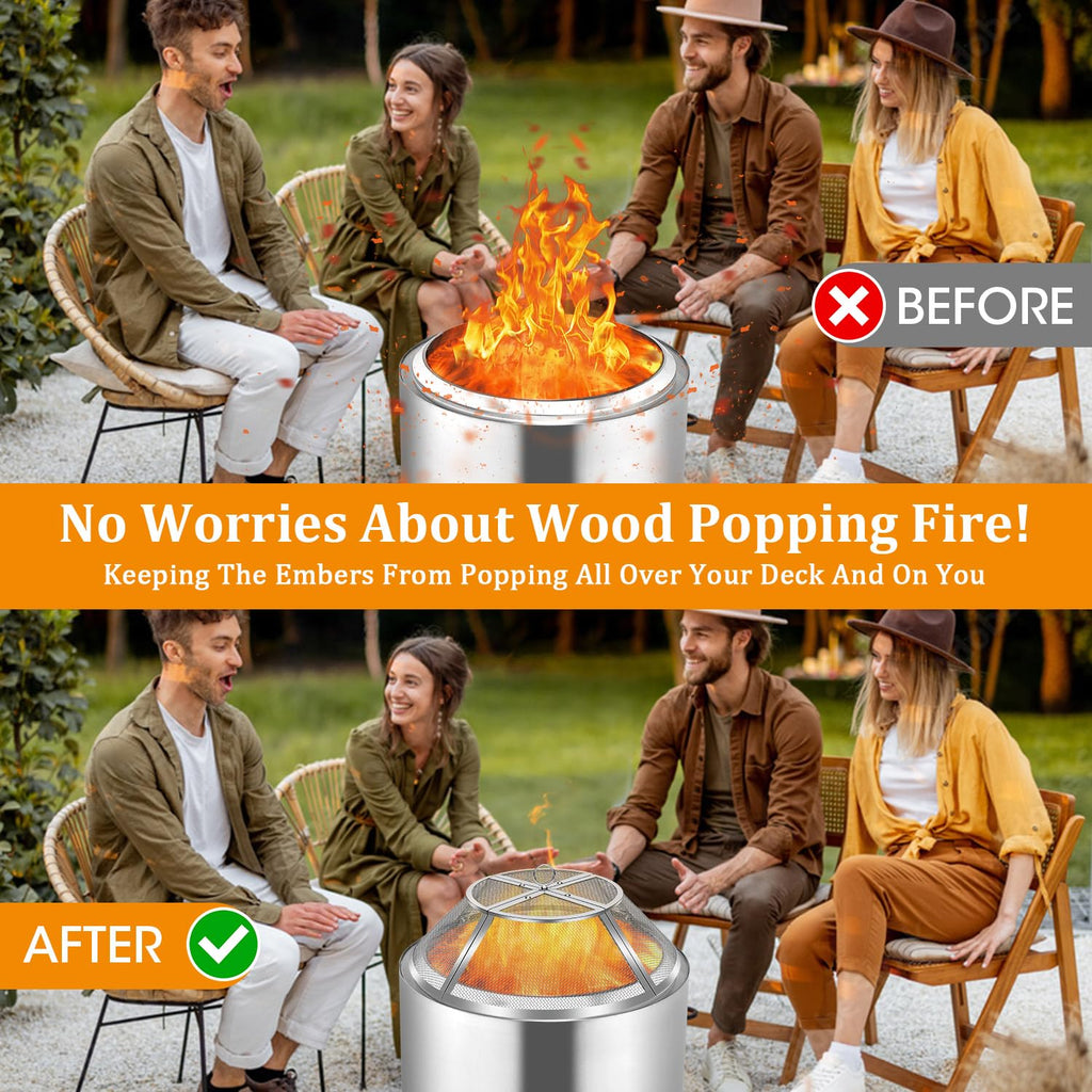 Pit Spark Screen for Bonfire Shield 19.5inch, Stainless Steel Fire Pit Spark Cover Protector for Solo Bonfire, Fire