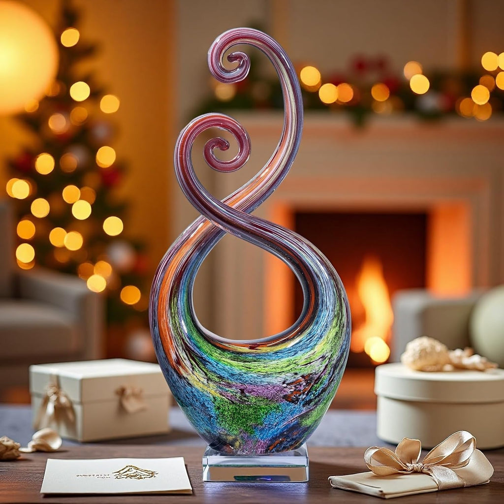 14′′ Murano Style Hand Blown Glass Swirled Abstract Sculpture Decor - Set of 150