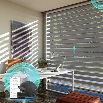 Motorized Zebra Blinds with Remote, Grey