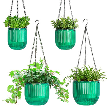 Self Watering Hanging Planters Indoor Flower Pots, (8.3''+6.5''+5.3''+4.7'' 4Pack) - Outdoor Hanging Plant Pot