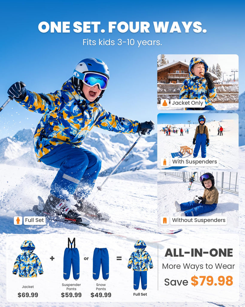 Toddler Snow Suit Kids, Ski Pants Jacket Suit, Boys Girls Snowsuit